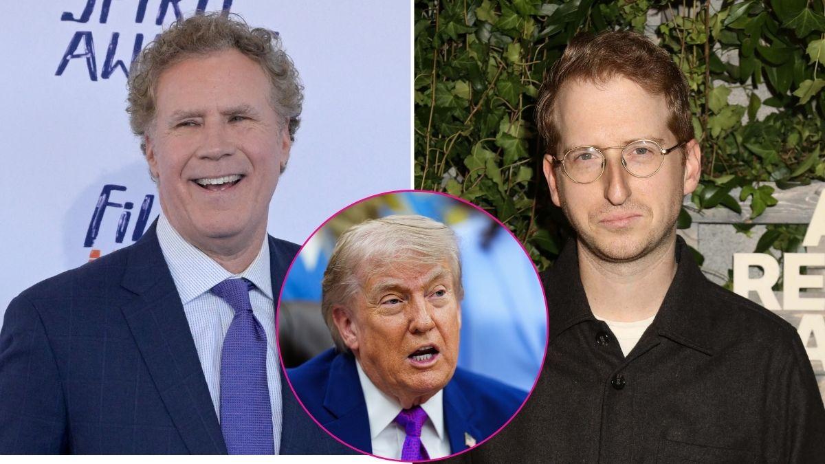 Composite photo of Will Ferrell, James Austin Johnson and Donald Trump. 