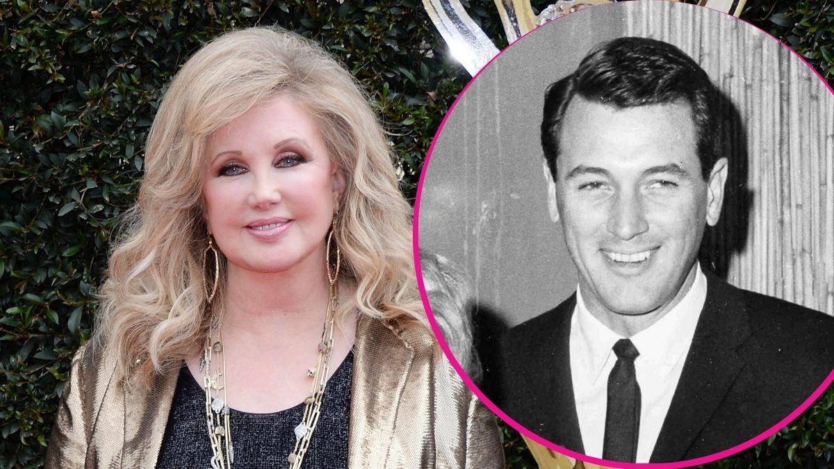 split image of Morgan Fairchild and Rock Hudson