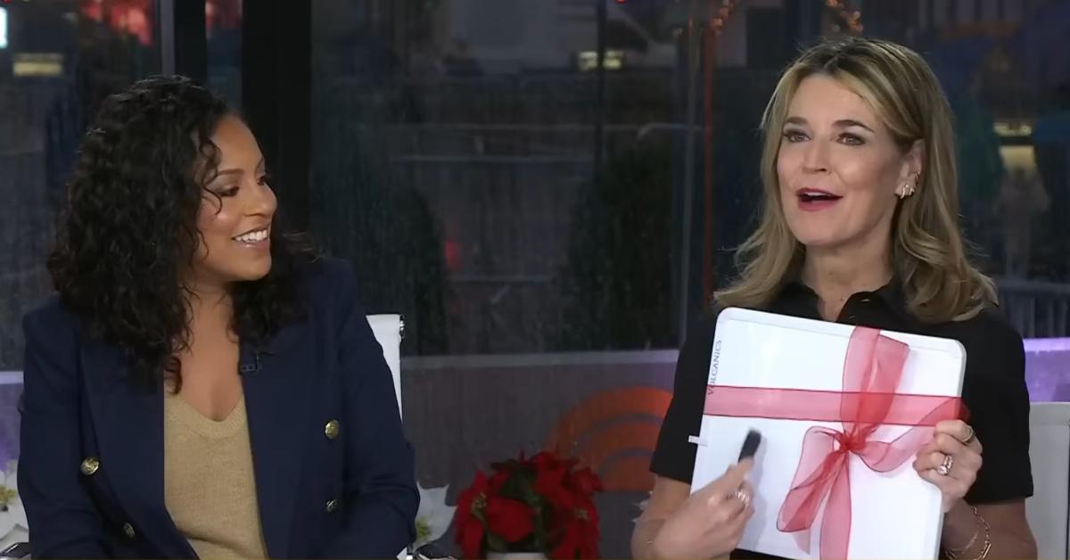 Image of Sheinelle Jones gifted Savannah Guthrie the whiteboard she used while recovering from the same surgery.