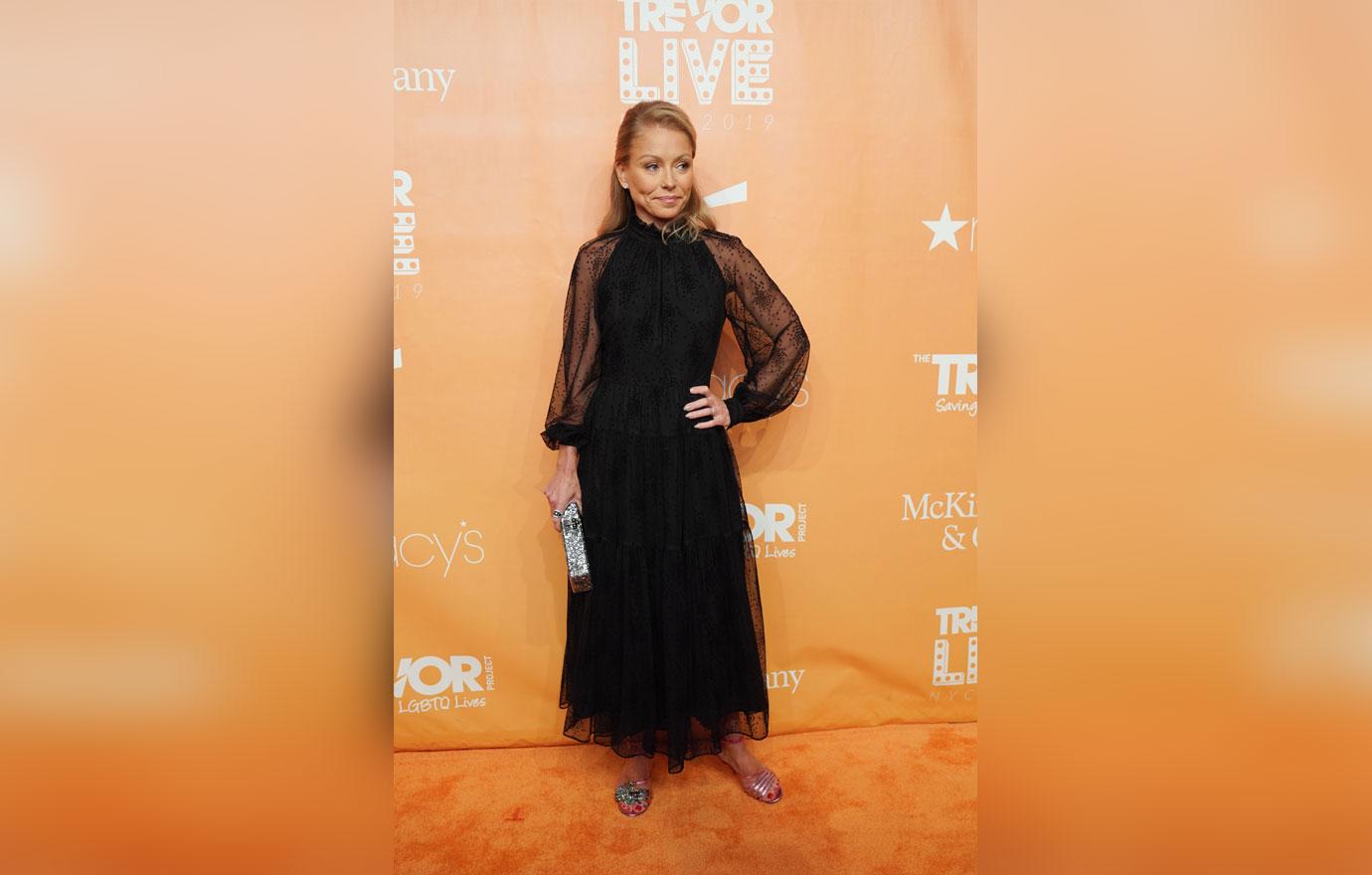 Kelly Ripa Wearing Mesh Black Dress