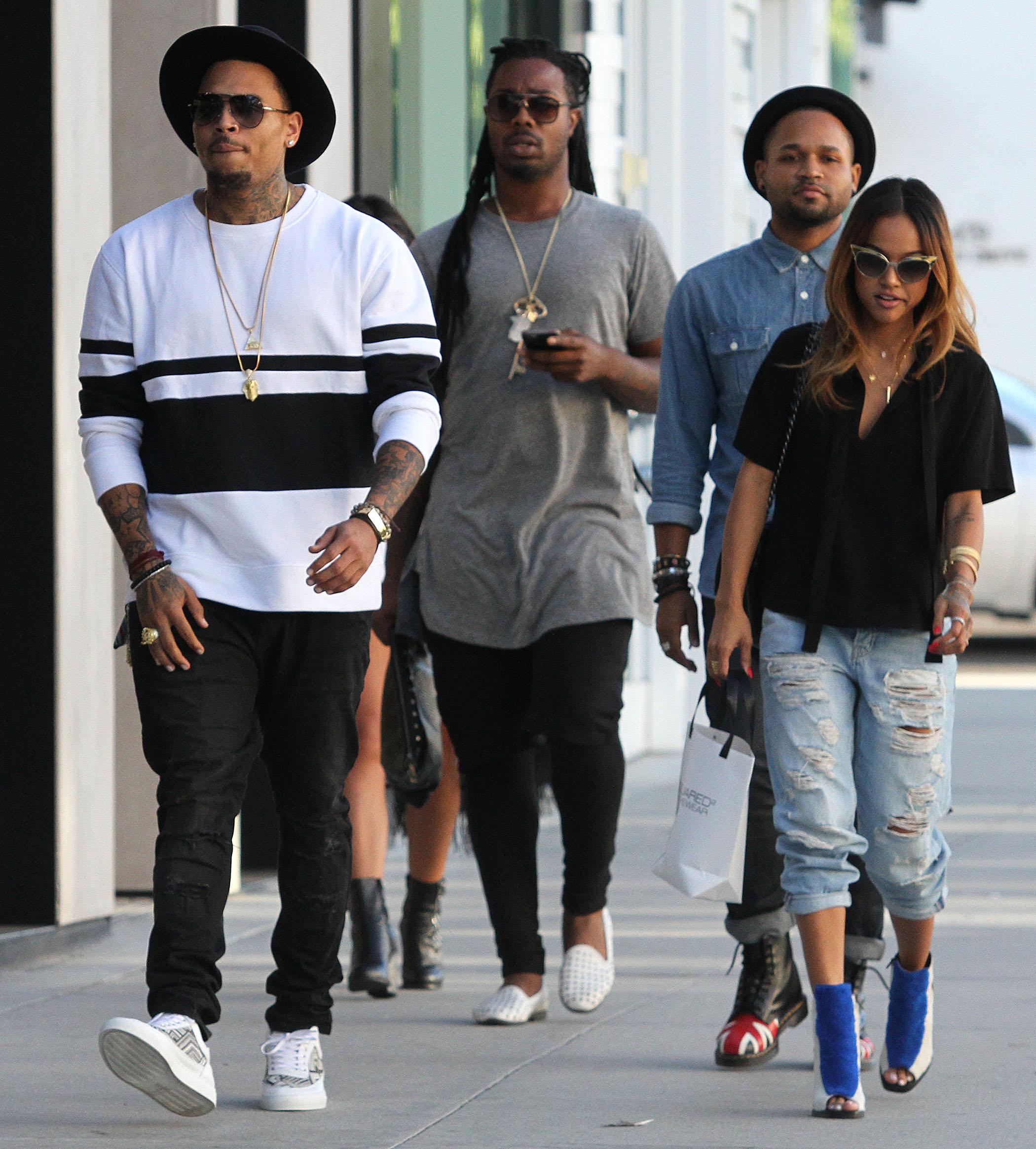 Chris Brown and girlfriend out for some shopping in Beverly Hills***NO DAILY MAIL SALES***