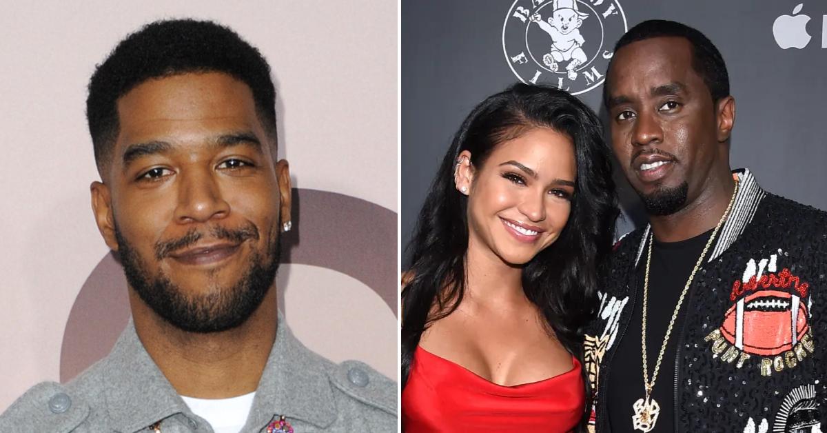 Photo of Kid Cudi; picture of Cassie Ventura and Sean 'Diddy' Combs.