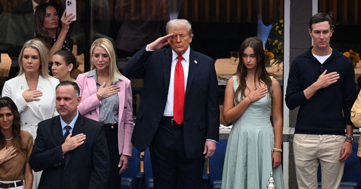 image of Donald Trump went to the U.S. Open with his family.