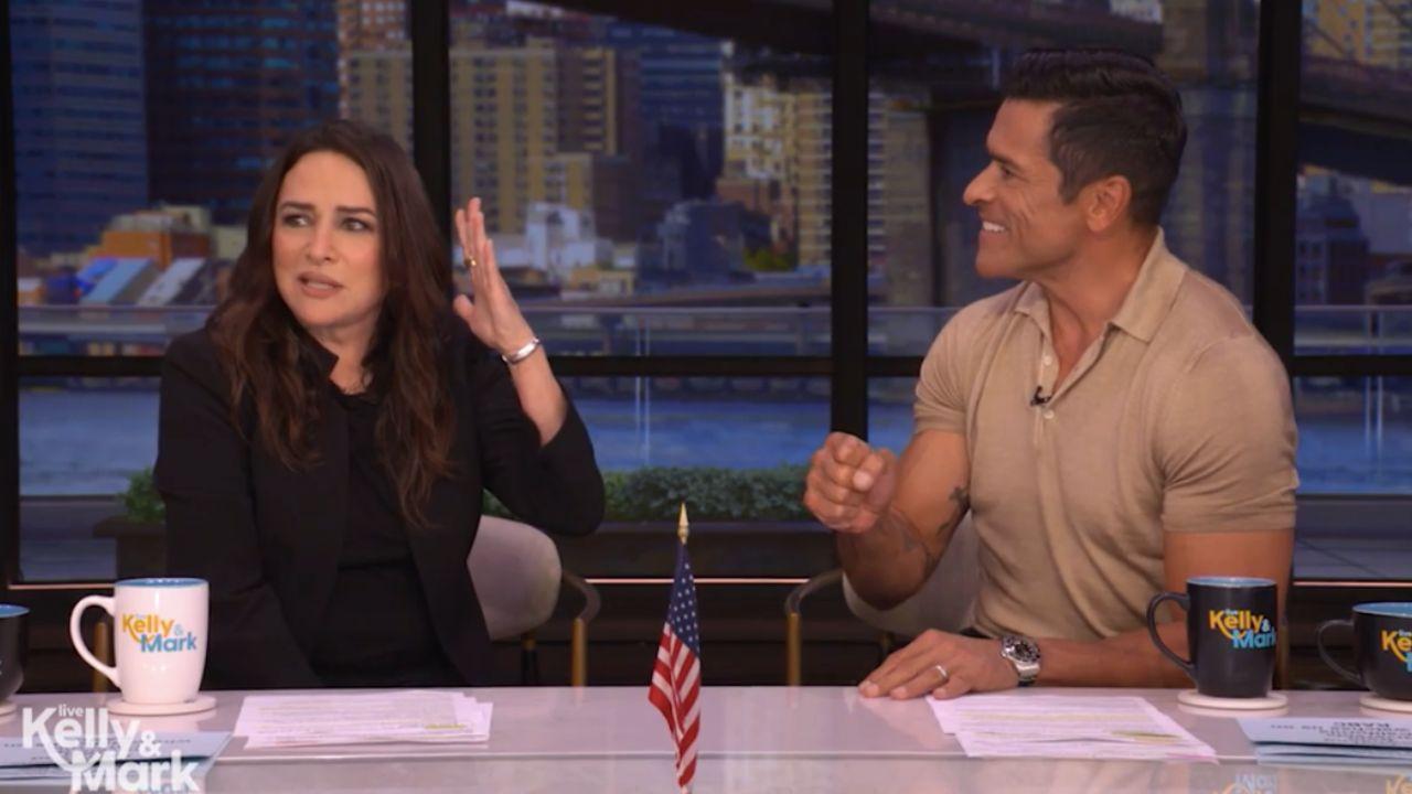 Image of Mark Consuelos asked if Pamela Adlon's daughter has broad shoulders after the confession.