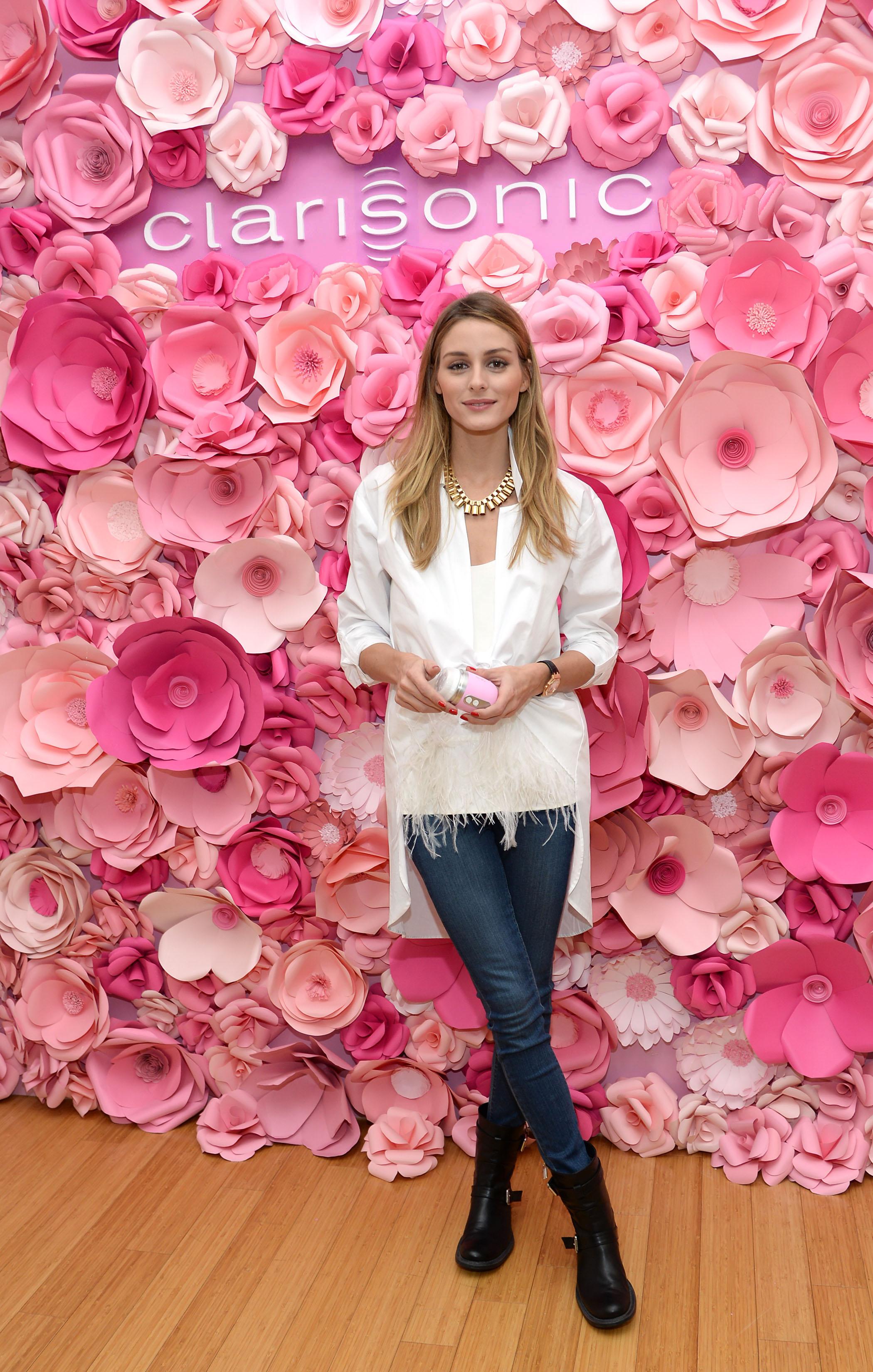 Olivia Palermo stops by the Clarisonic Mia FIT Sonic Cleansing Lounge