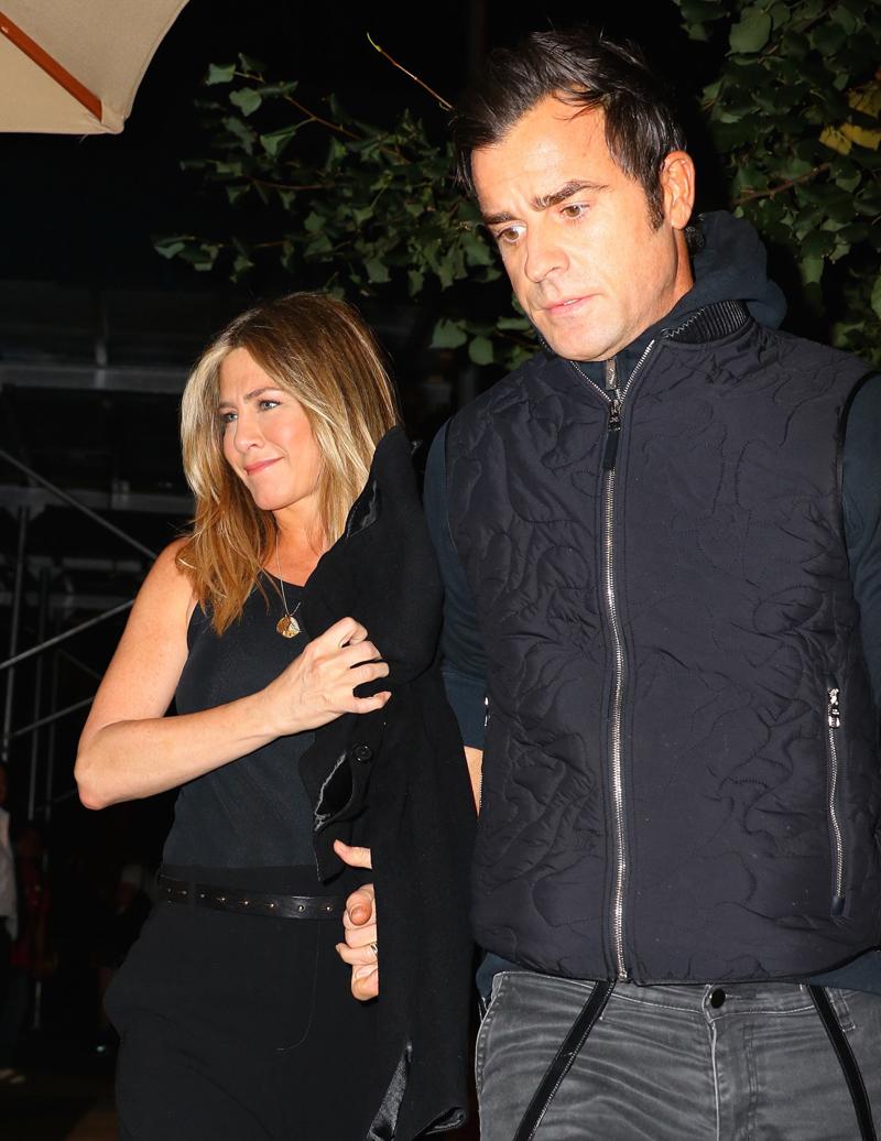 Justin Theroux and Jennifer Aniston head out for a dinner date