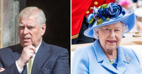 Split photo of Ex-Prince Andrew and Queen Elizabeth II.