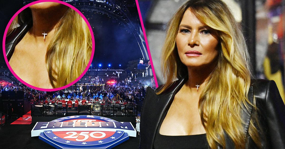 Melania Trump Mocked for Wearing Super-Tight Cross Necklace at White House UFC Event: 'It's Struggling to Keep Her Evil in Check'