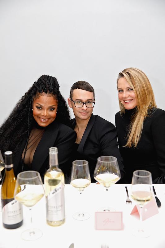 christian siriano nyfw dinner with sterling vineyardsjanet jackson christian siriano and alicia silverstone at the table