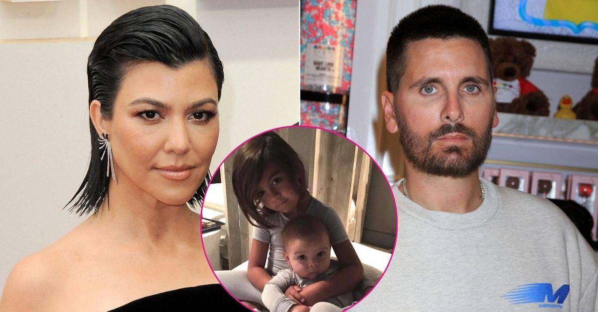 Split Image of Kourtney Kardashian, Scott Disick, Mason Disick & Reign Disick