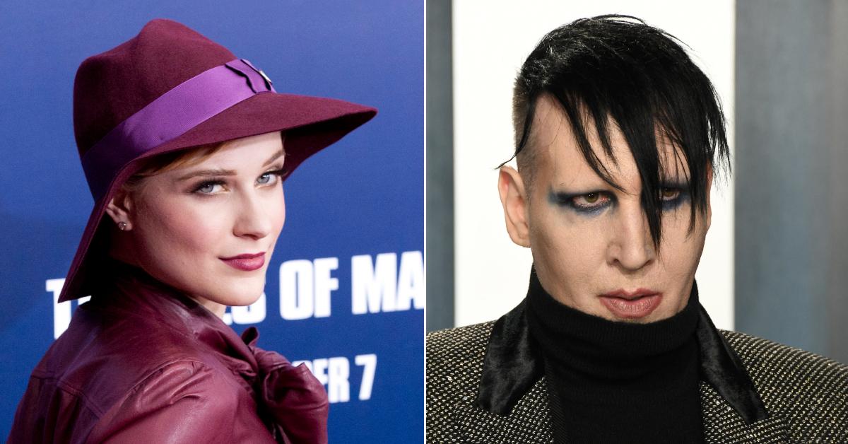 Photo of Evan Rachel Wood; picture of Marilyn Manson.