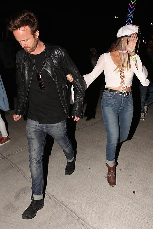 *EXCLUSIVE* Aaron Paul and his wife Lauren Parsekian head to the Neon Carnival