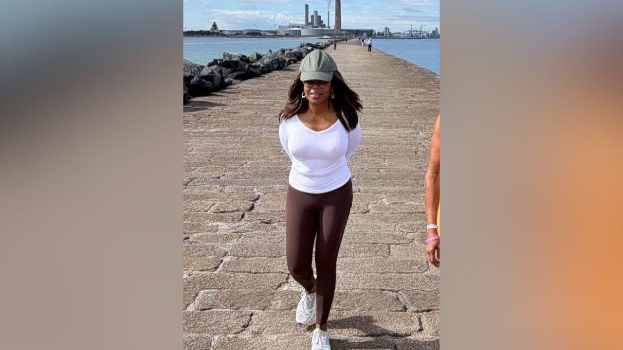 image of Gayle King shared photos of Oprah Winfrey walking near Dublin's Poolbeg Lighthouse.