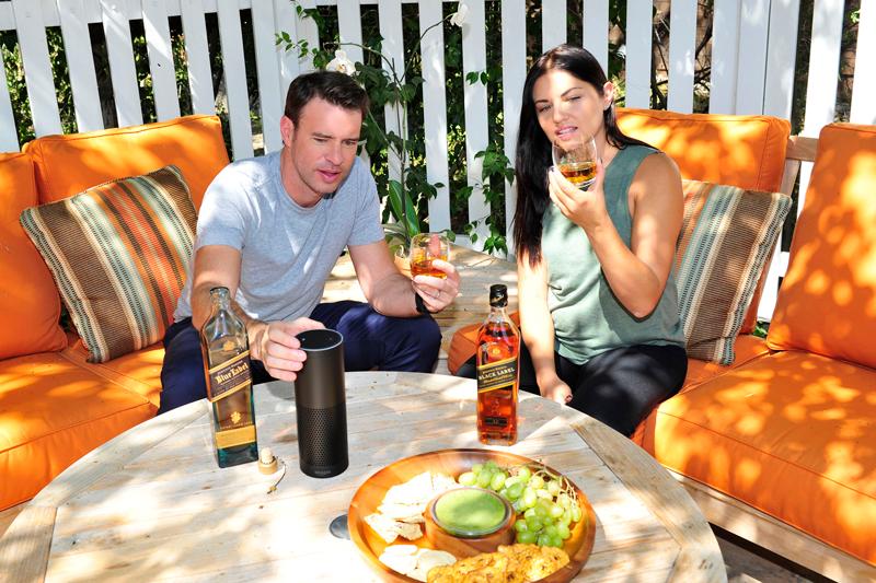 Scott Foley Enjoying a Johnnie Walker Whisky Tasting Using Amazon Alexa