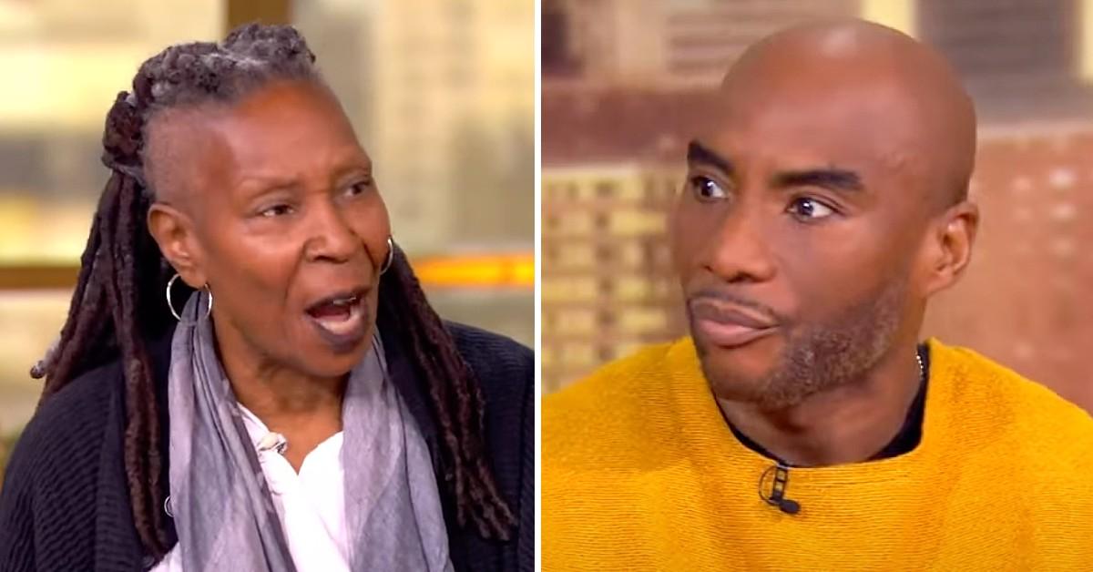 Split photo of Whoopi Goldberg and Charlamagne Tha God.