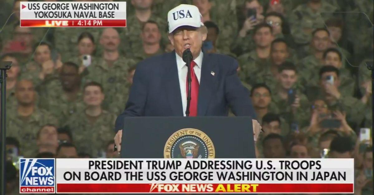 Photo of Donald Trump was blasted for how he addressed U.S. troops in Japan.