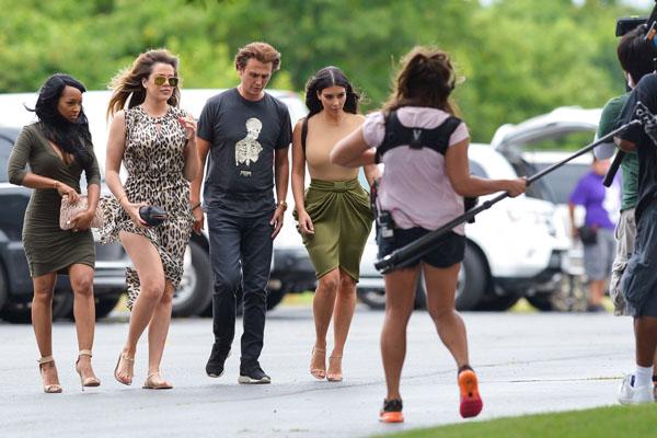 The Kardashians film at a vineyard in Water Mill, NY