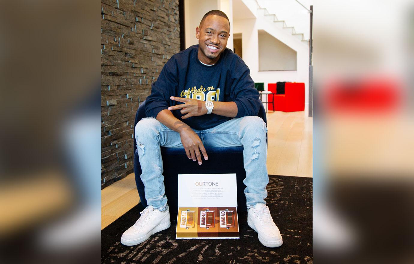 terrence j shows off new band aid brand ourtone adhesive bandage