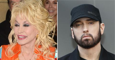 Split photo of Dolly Parton and Eminem