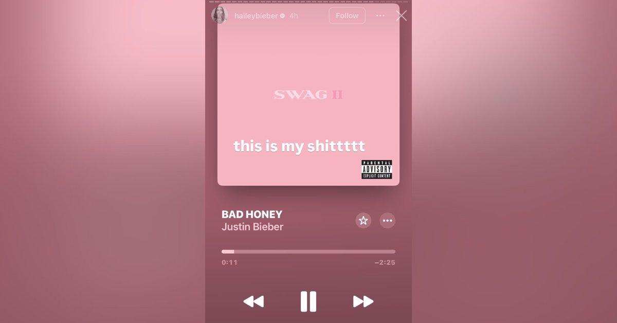 Photo of Hailey Bieber supported her husband's new album.