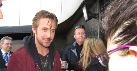 EXCLUSIVE: Ryan Gosling leaving Radio France headquarters in Paris