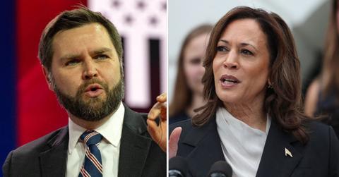 Composite photo of J.D. Vance and Vice President Kamala Harris