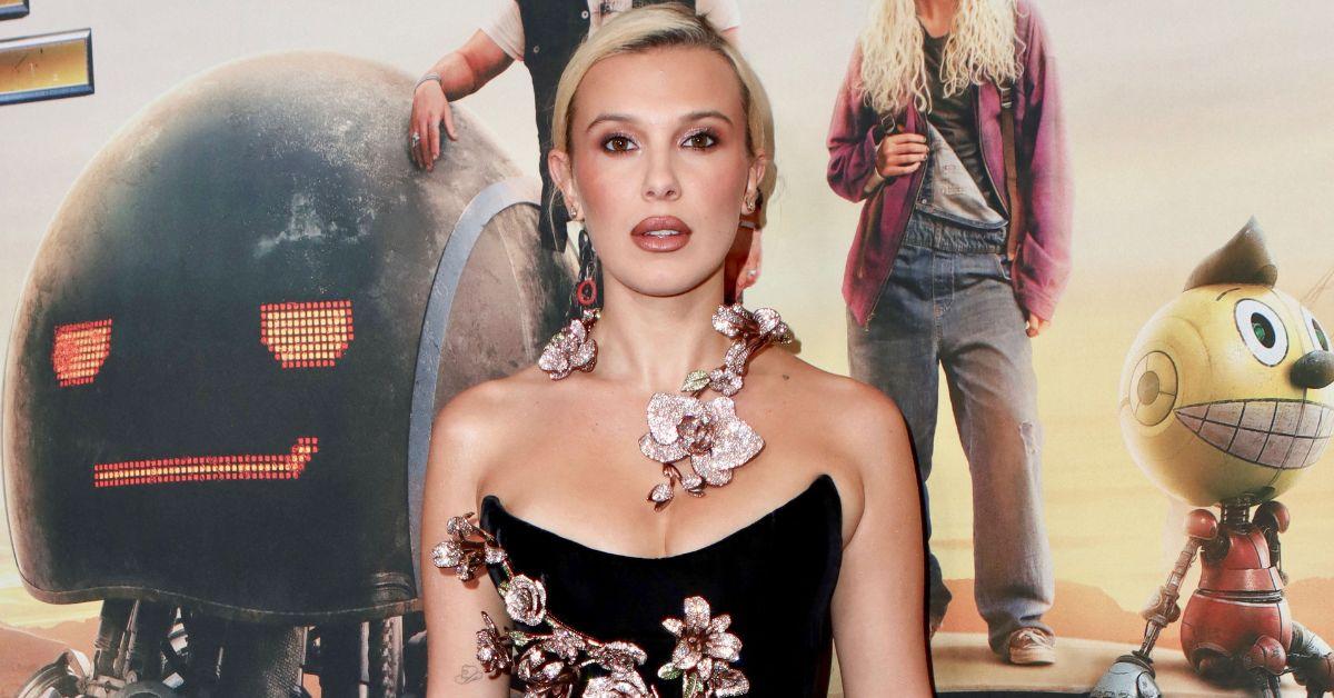 Image of Millie Bobby Brown showed her wedding dress to the 'Stranger Things' costume designer.