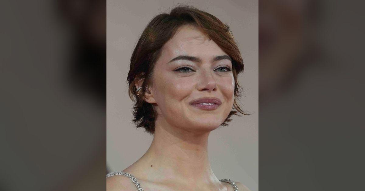 Photo of Emma Stone shaved her hair in prepartion for her role in the 2025 film, Bugonia.