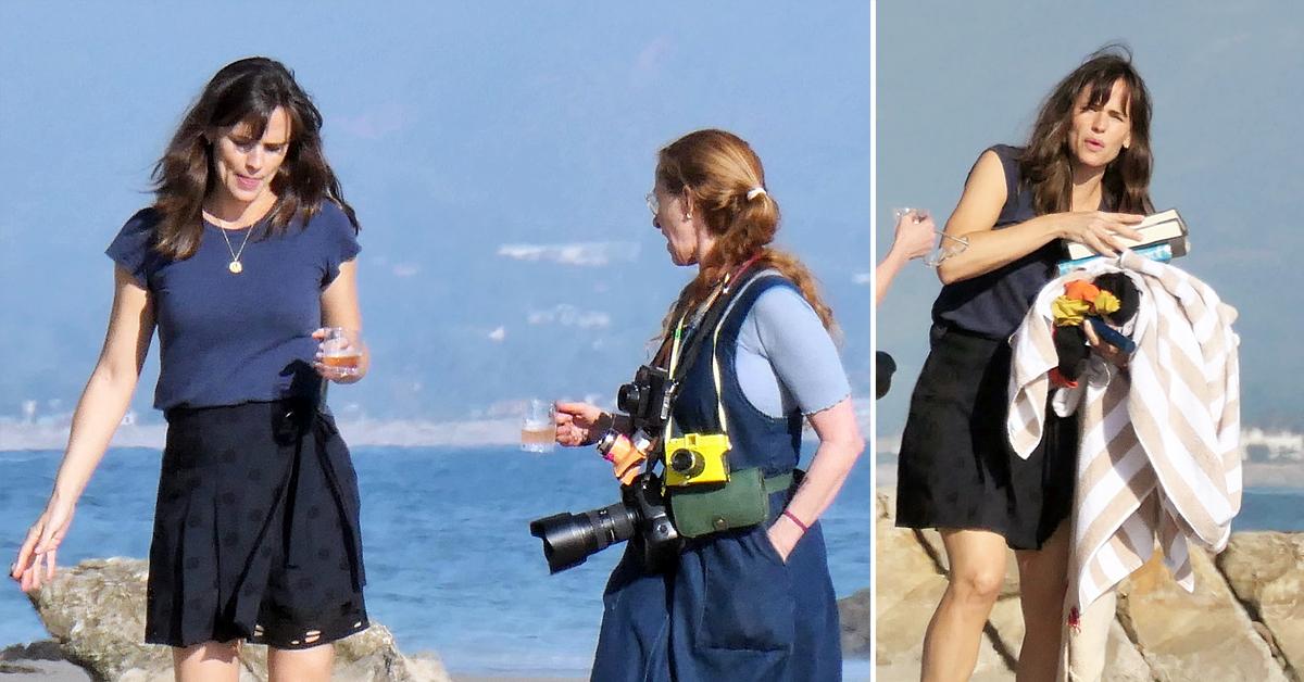 jennifer garner masters multitasking during photoshoot on the beach in santa barbara okf