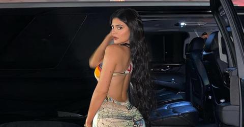 kylie jenner instagram instamodel sexy multicolor maxi dress