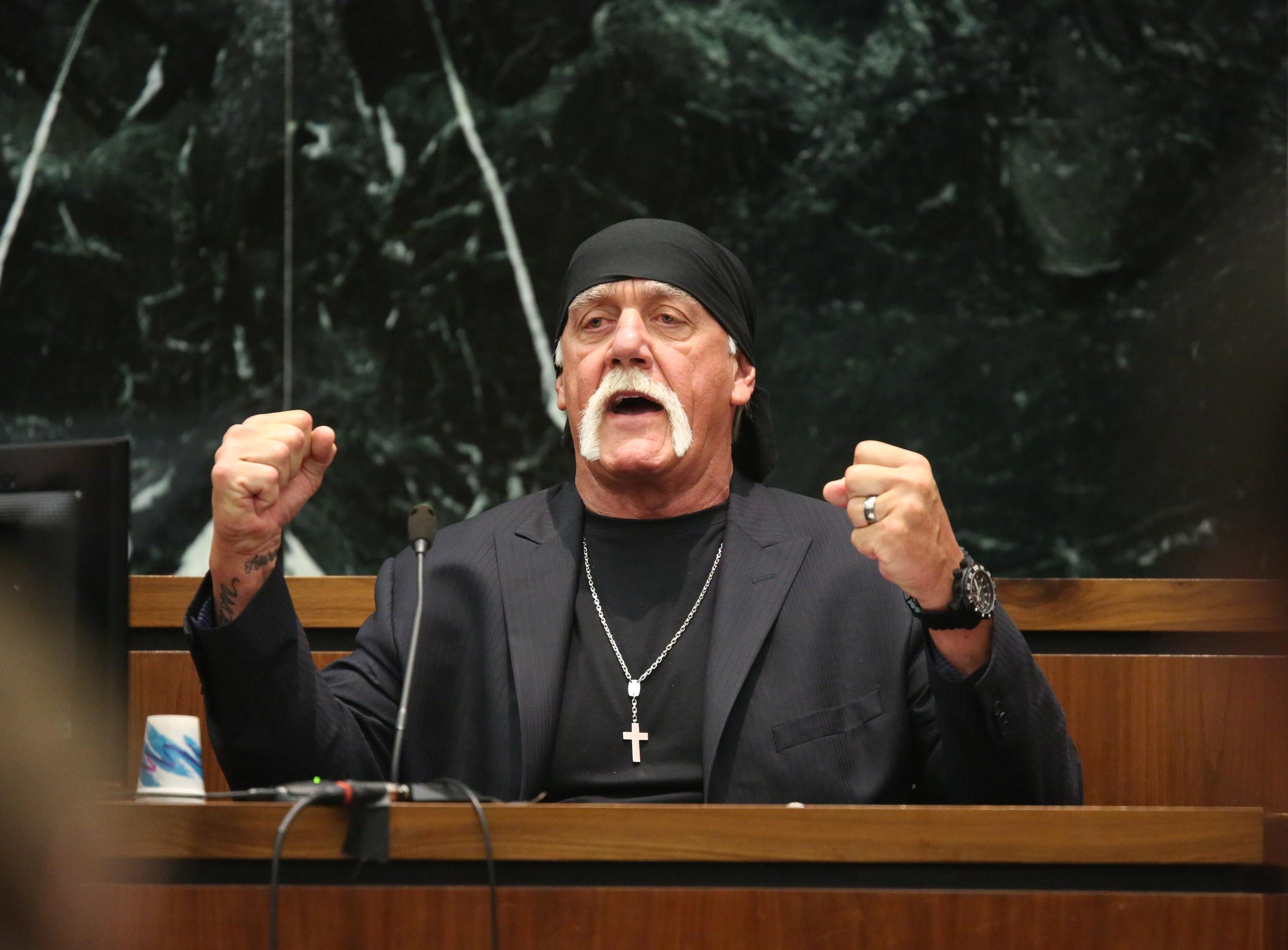 Hulk Hogan takes the stand on day two of his sex tape court case, Florida.