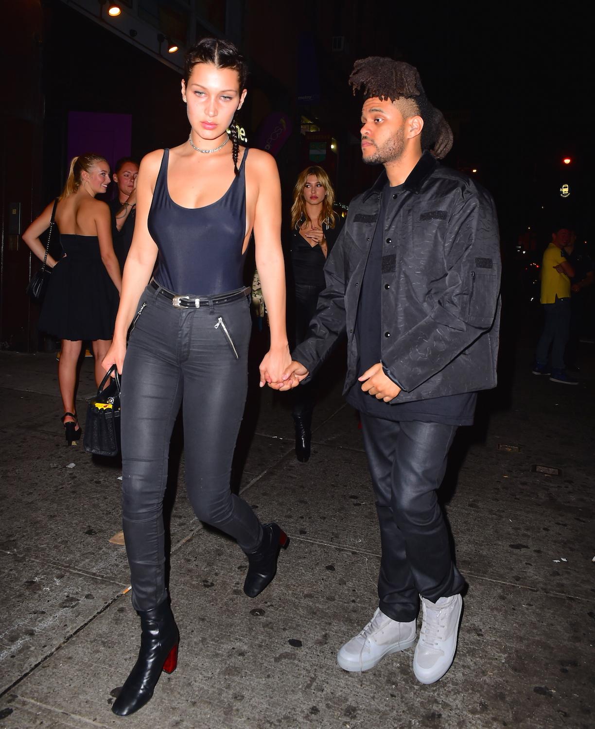 The Weeknd and Bella Hadid Hold Hands Leaving NYC Nightclub