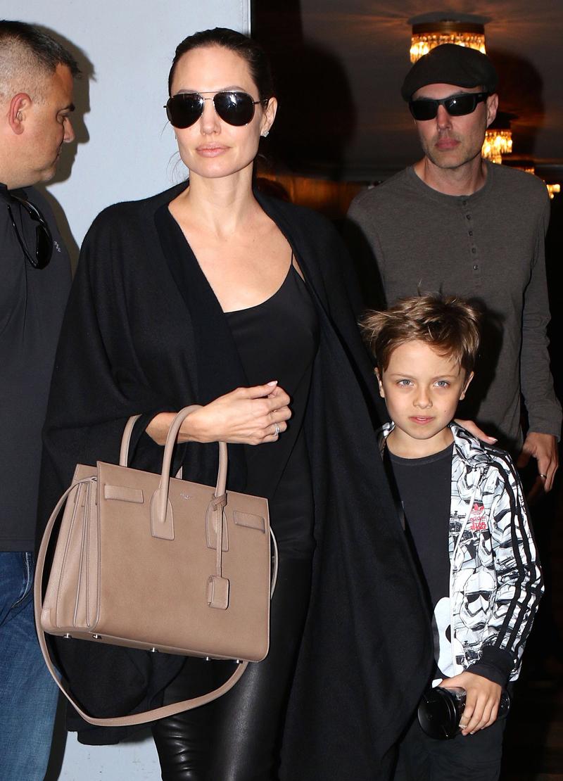 Angelina Jolie and her son Knox Leon Jolie Pitt and brother James Haven out in Midtown Manhattan