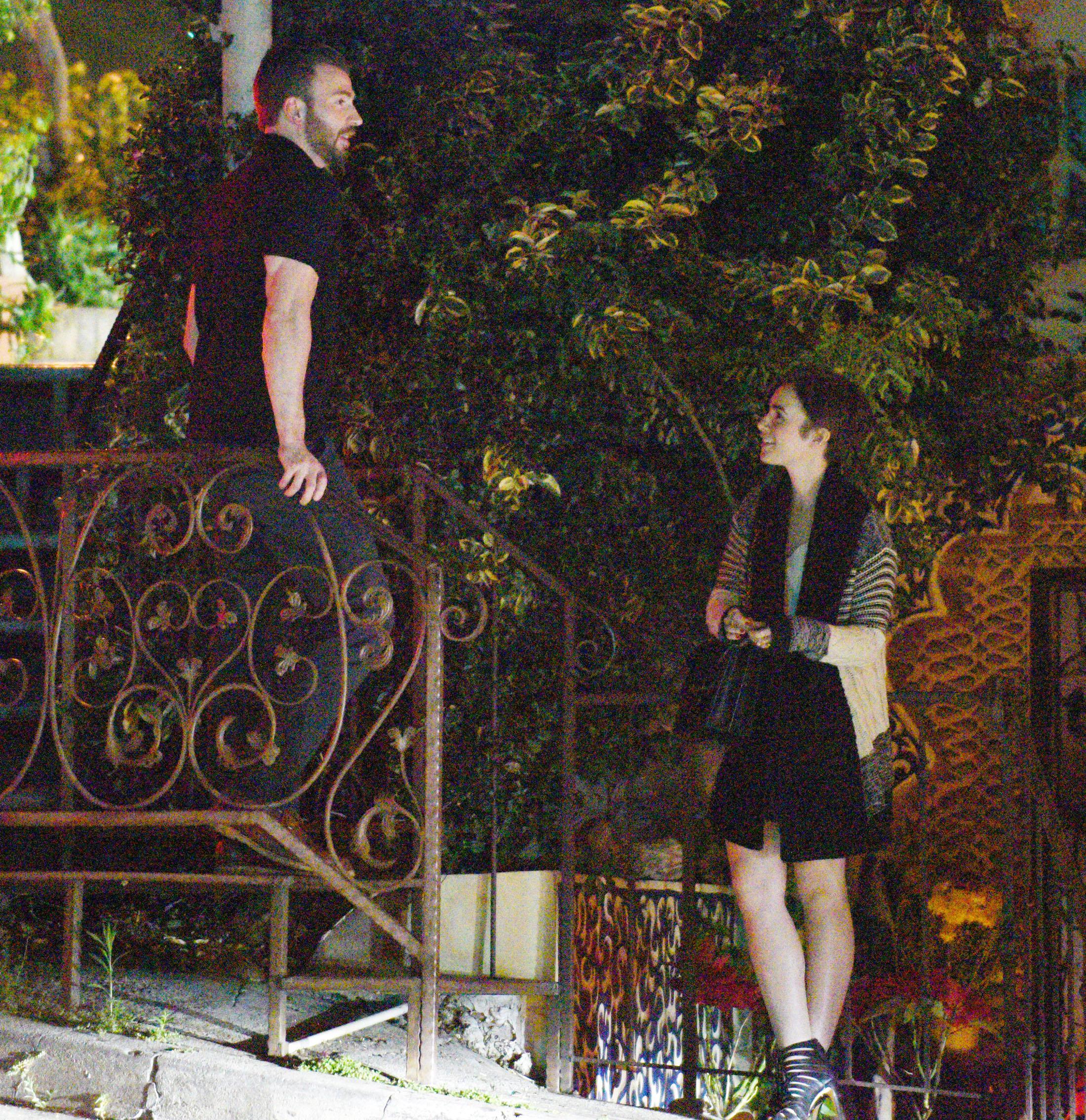 *EXCLUSIVE* Lily Collins and Chris Evans&#8217; date gets crashed by ex Minka Kelly!  **USA ONLY**