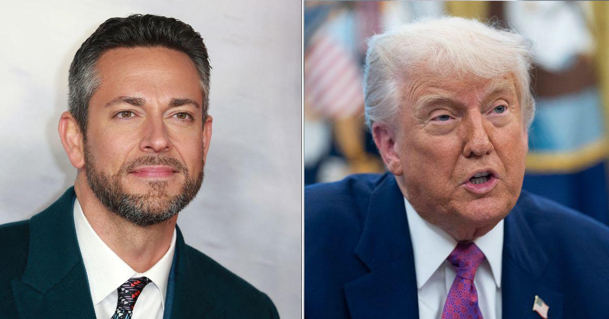 Composite photo of Zachary Levi and Donald Trump