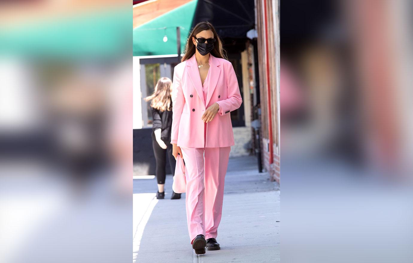 irina shayk pretty in pink in greenwich village