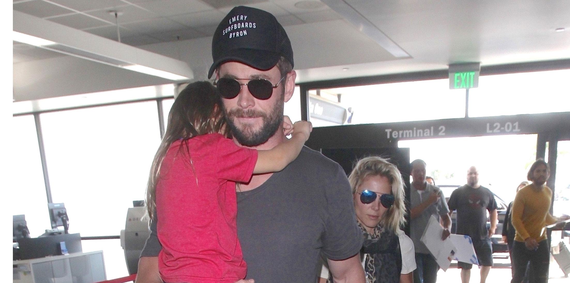 Chris hemsworth elsa pataky lax airport wide