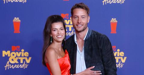 justin hartley sofia pernas spotted wearing matching rings mtv movie tv awards red carpet