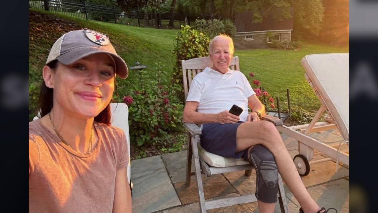 photo of Ashley and Joe Biden hung out in the backyard together in a snap from August 26.