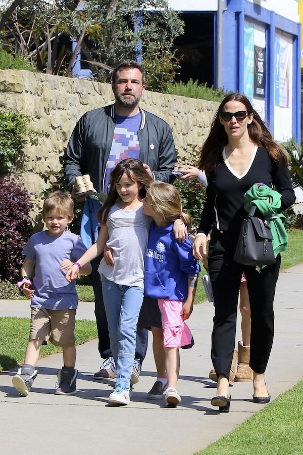 Jennifer Garner, Ben Affleck, and the kids make a happy family at church