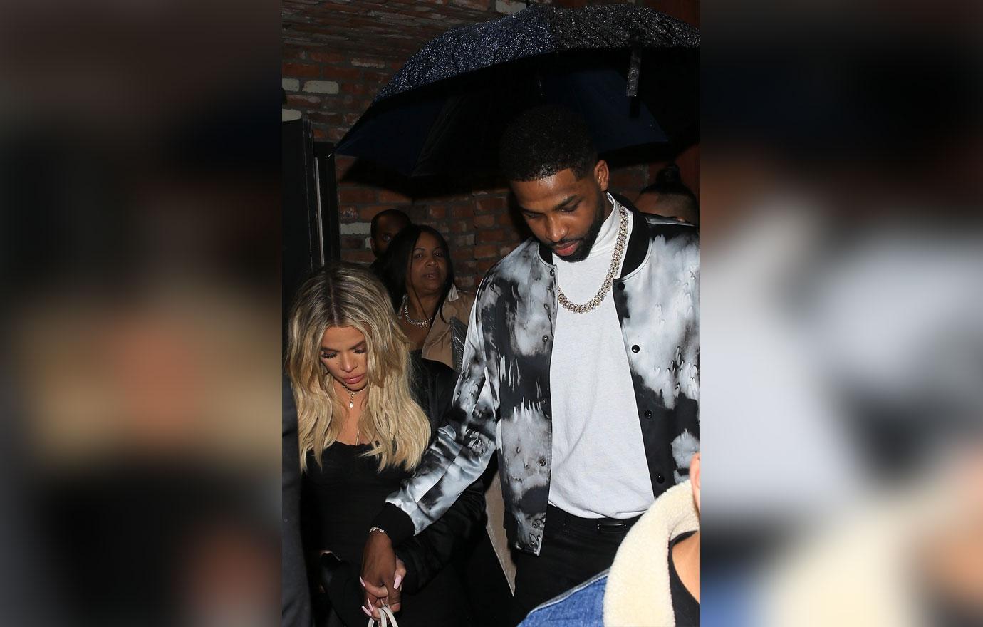 Pregnant Khloe Kardashian and Tristian Thompson exits his birthday celebration