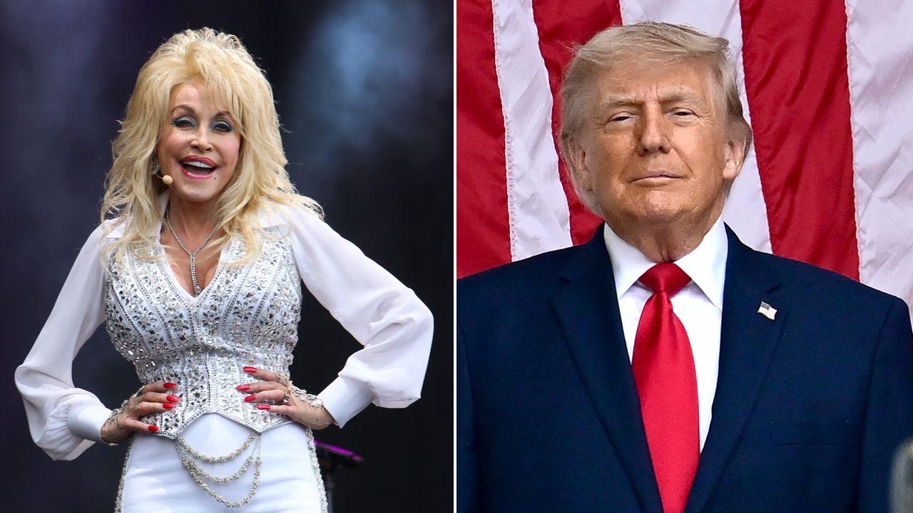 composite photo of Dolly Parton and Donald Trump.