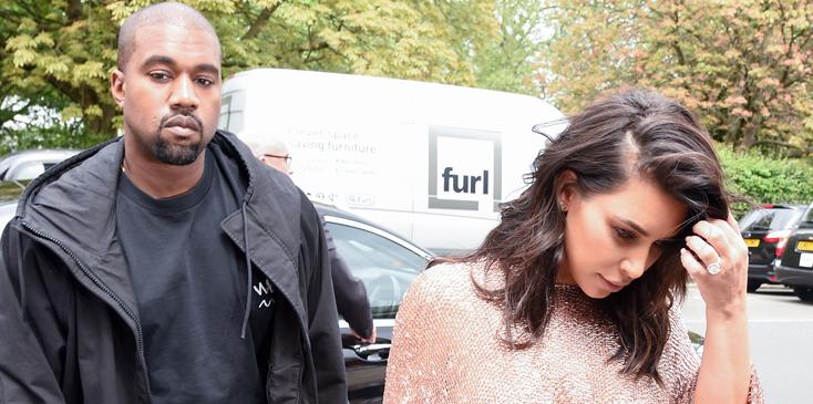 Kim and Kanye arrive at the Vogue Festival in London