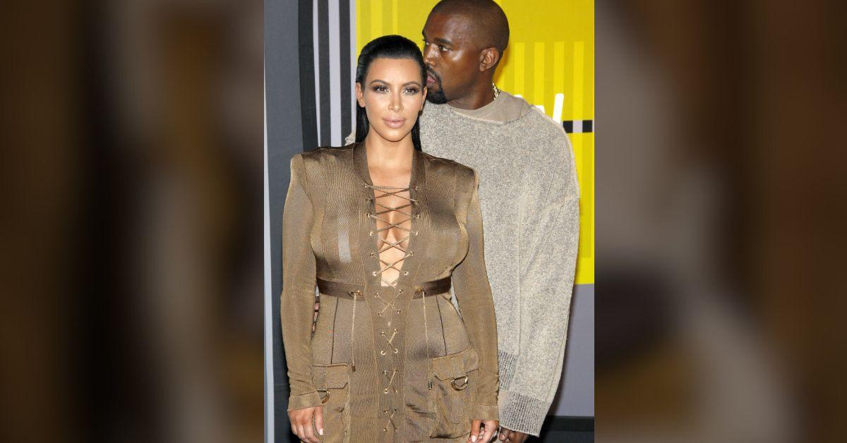 image of Kanye West and Kim Kardashian married in 2014.