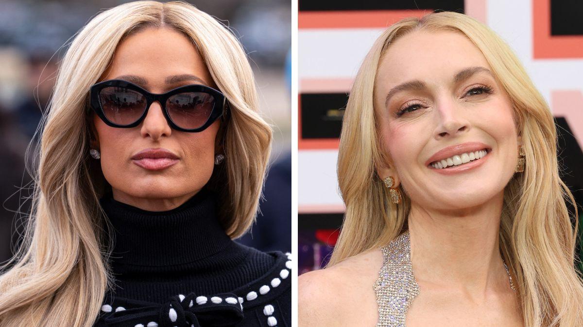 split photo of Paris Hilton & Lindsay Lohan