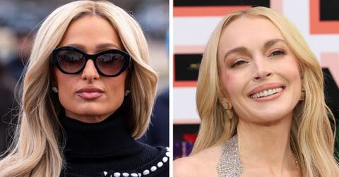 split photo of Paris Hilton & Lindsay Lohan