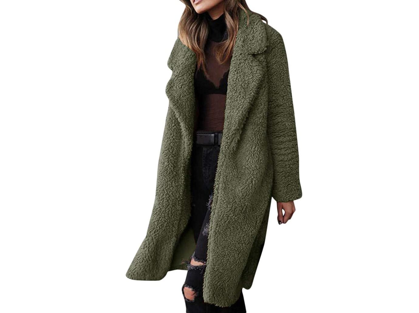 chrissy teigen green sherpa coat style beverly hills shop