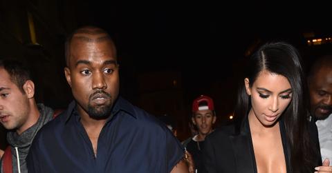 Kanye West and Kim Kardashian attend the Lanvin show