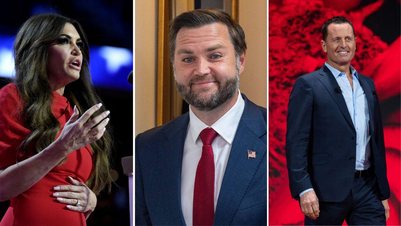 Split image of Kimberly Guilfoyle, JD Vance and Richard Grennell