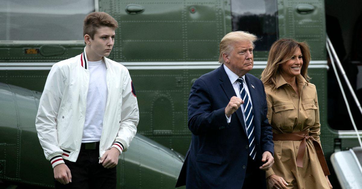 Photo of Barron, Donald and Melania Trump